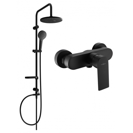 Mexen Erik exposed shower set with rainfall showerhead and Royo shower tap, black - 72240205-70