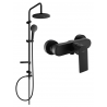 Mexen Erik exposed shower set with rainfall showerhead and Royo shower tap, black - 72240205-70