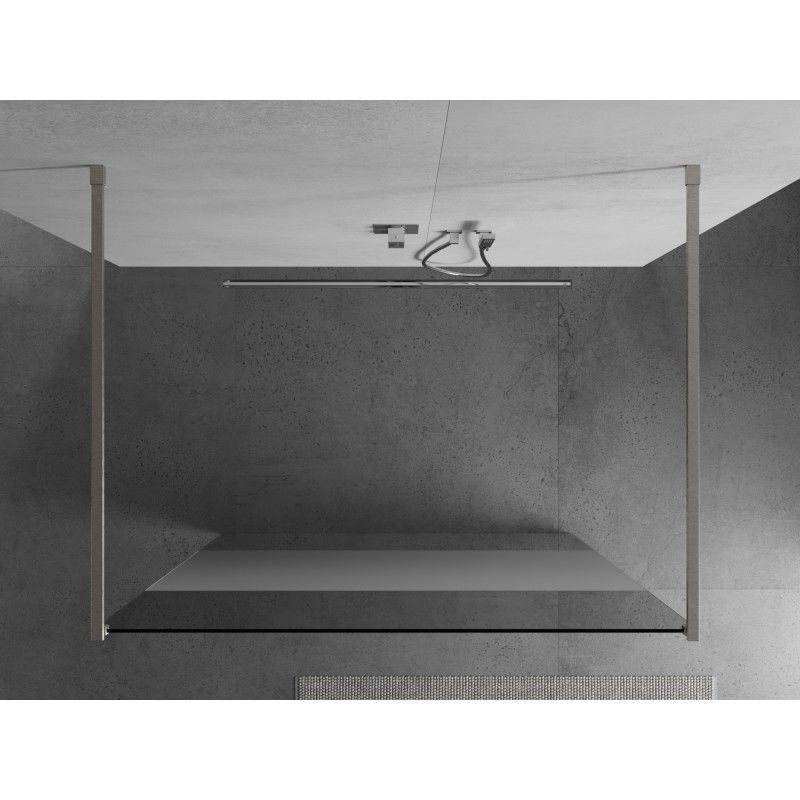 Mexen Kioto Freestanding Shower Wall 120 x 200 cm, Transparent/Frosted 8 mm, Brushed Nickel - 800-120-002-97-35