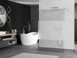 Mexen Kioto Freestanding Shower Wall 120 x 200 cm, Transparent/Frosted 8 mm, Brushed Nickel - 800-120-002-97-35