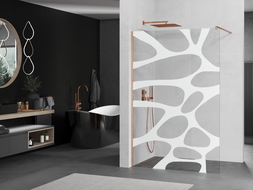 Mexen Kioto Walk-in Shower Wall 70 x 200 cm, White Pattern 8 mm, Brushed Brass - 800-070-101-65-97