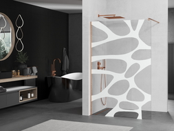 Mexen Kioto Walk-in Shower Wall 100 x 200 cm, White Pattern 8 mm, Brushed Copper - 800-100-101-65-97