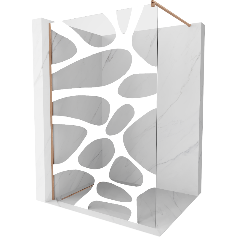 Mexen Kioto Walk-in Shower Wall 100 x 200 cm, White Pattern 8 mm, Brushed Copper - 800-100-101-65-97
