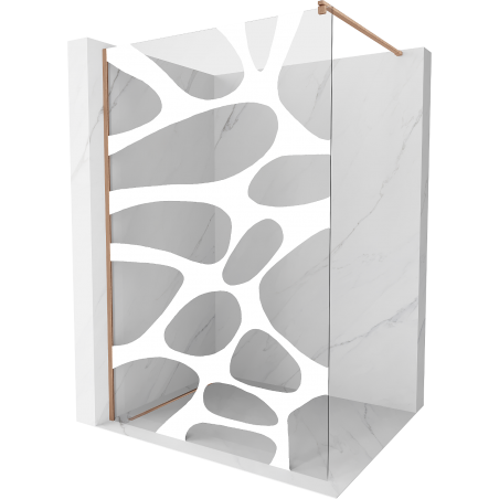 Mexen Kioto shower screen Walk-in 100 x 200 cm, white wave 8 mm, brushed copper - 800-100-101-65-97