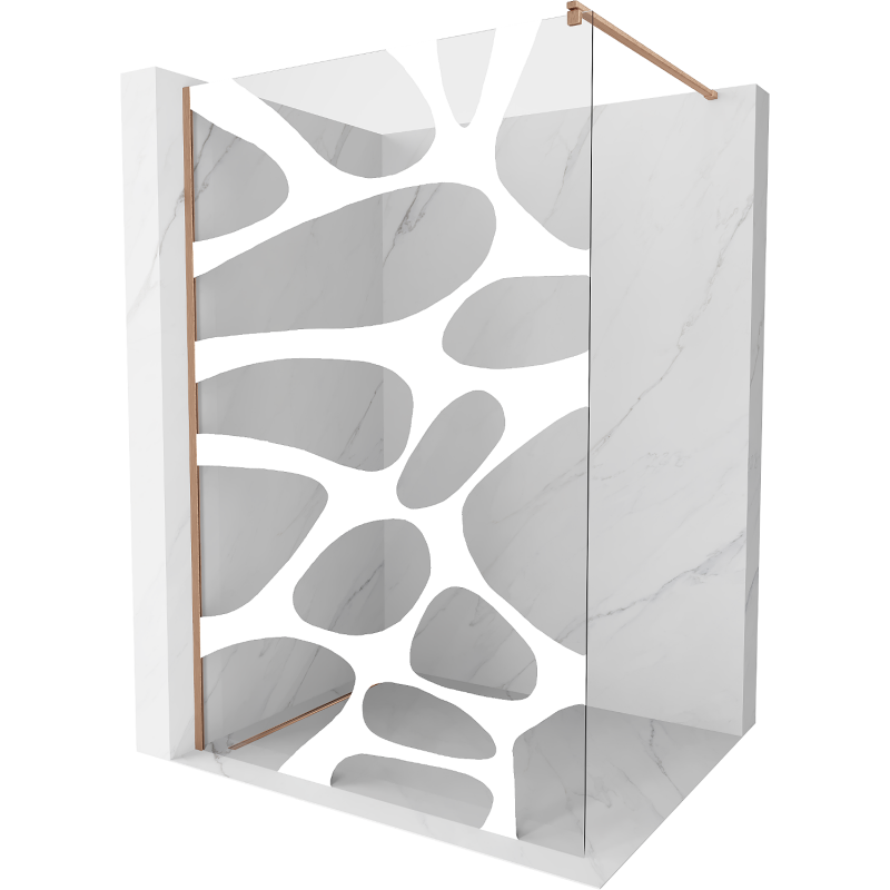 Mexen Kioto Walk-in Shower Wall 120 x 200 cm, white pattern 8 mm, brushed bronze - 800-120-101-65-97