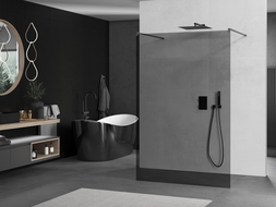 Mexen Kioto Free-standing Shower Screen 120 x 200 cm, Graphite 8 mm, Gun Gray Brushed - 800-120-002-66-40
