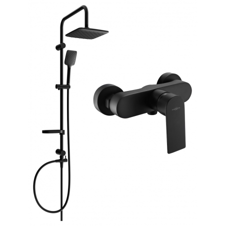 Mexen Sven wall-mounted shower set with overhead shower and Royo shower mixer, black - 72240262-70