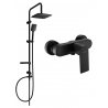Mexen Sven wall-mounted shower set with overhead shower and Royo shower mixer, black - 72240262-70