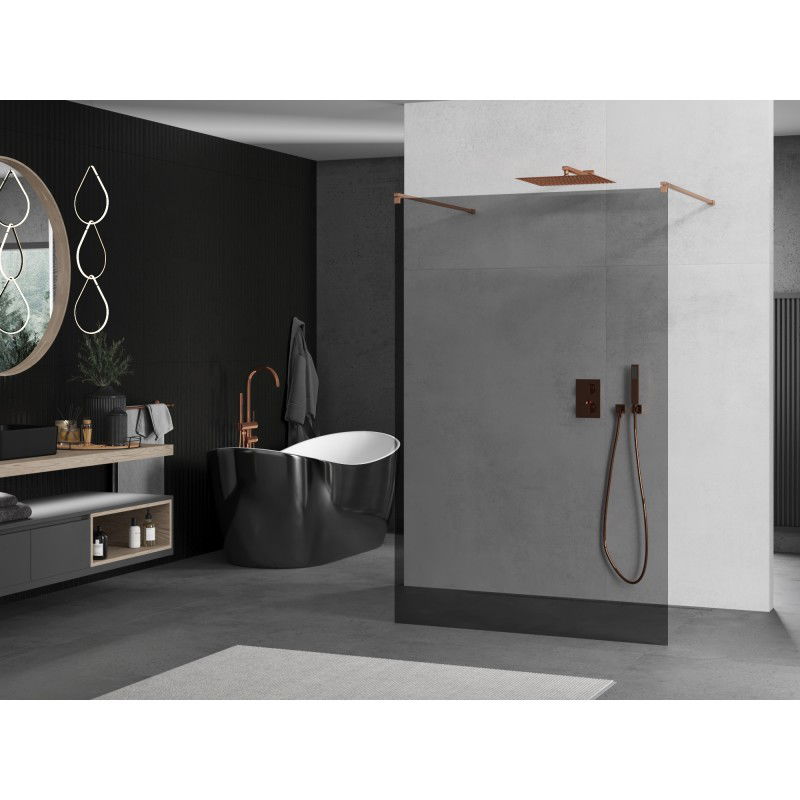 Mexen Kioto Free-standing Shower Screen 100 x 200 cm, Graphite 8 mm, Brushed Copper - 800-100-002-65-40