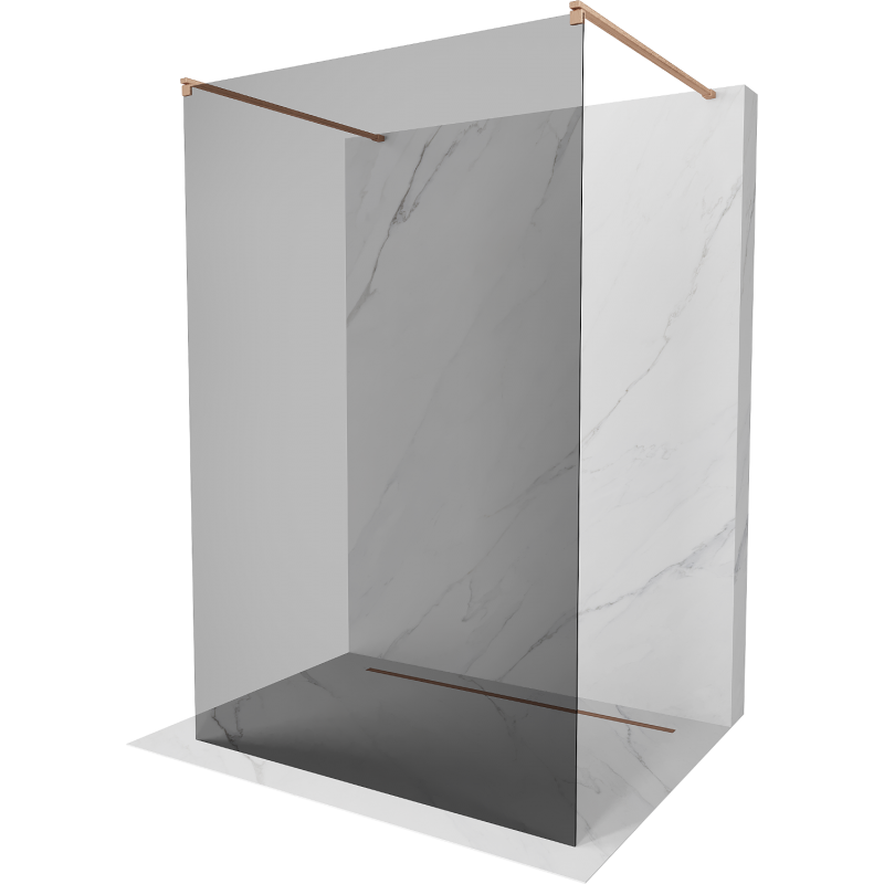 Mexen Kioto freestanding shower wall 100 x 200 cm, graphite 8 mm, brushed brass - 800-100-002-65-40