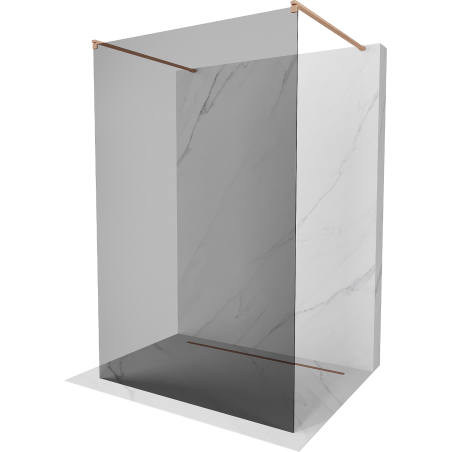 Mexen Kioto freestanding shower wall 100 x 200 cm, graphite 8 mm, brushed brass - 800-100-002-65-40