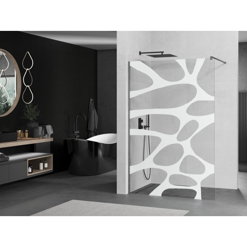 Mexen Kioto Walk-in Shower Wall 70 x 200 cm, White Wave 8 mm, Brushed Gun Gray - 800-070-101-66-97