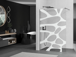 Mexen Kioto Walk-in Shower Wall 70 x 200 cm, white pattern 8 mm, gun gray brushed - 800-070-101-66-97