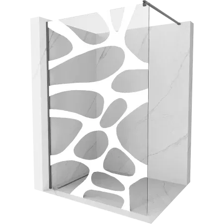 Mexen Kioto Walk-in Shower Wall 70 x 200 cm, White Wave 8 mm, Brushed Gun Gray - 800-070-101-66-97