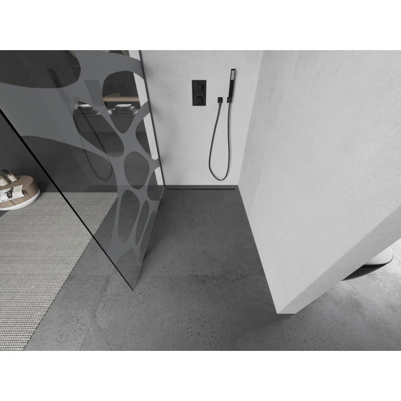 Mexen Kioto Walk-in Shower Wall 80 x 200 cm, White Wave 8 mm, Brushed Gun Gray - 800-080-101-66-97