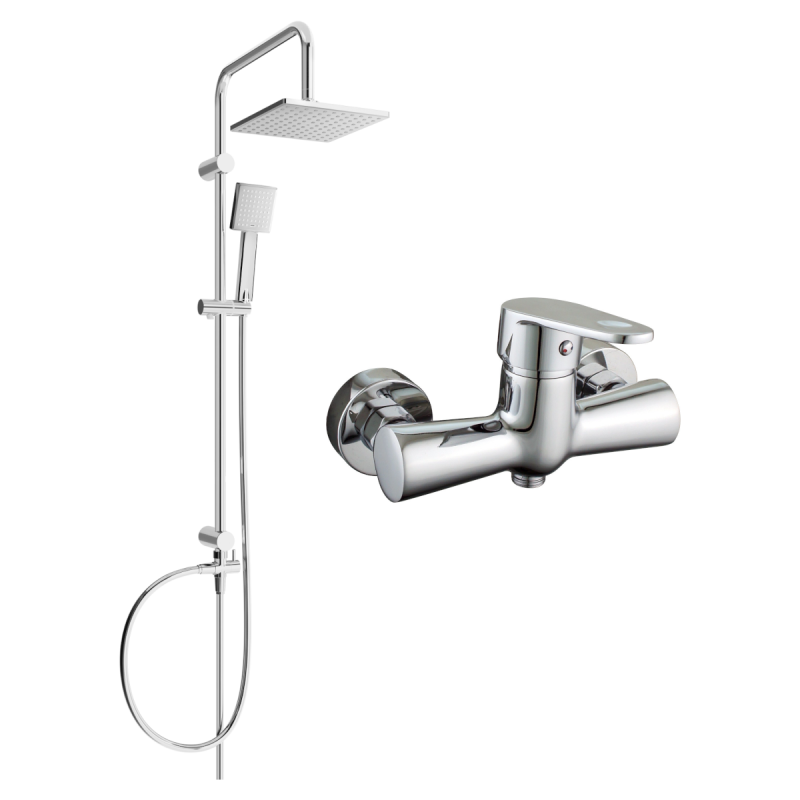 Mexen Tord surface-mounted shower set with a rainmaker and mixer tap Kama, Chrome - 72540200-00