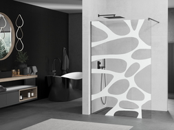 Mexen Kioto Walk-in Shower Wall 100 x 200 cm, White Pattern 8 mm, Gun Gray Brushed - 800-100-101-66-97