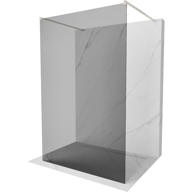 Mexen Kioto Free Standing Shower Wall 110 x 200 cm, Graphite 8 mm, Brushed Nickel - 800-110-002-97-40