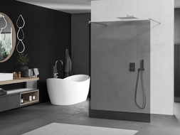 Mexen Kioto Free Standing Shower Wall 110 x 200 cm, Graphite 8 mm, Brushed Nickel - 800-110-002-97-40