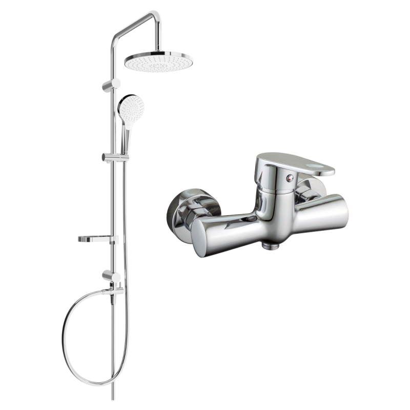 Mexen Erik surface-mounted shower set with a rainmaker and mixer tap Kama, Chrome - 72540205-00