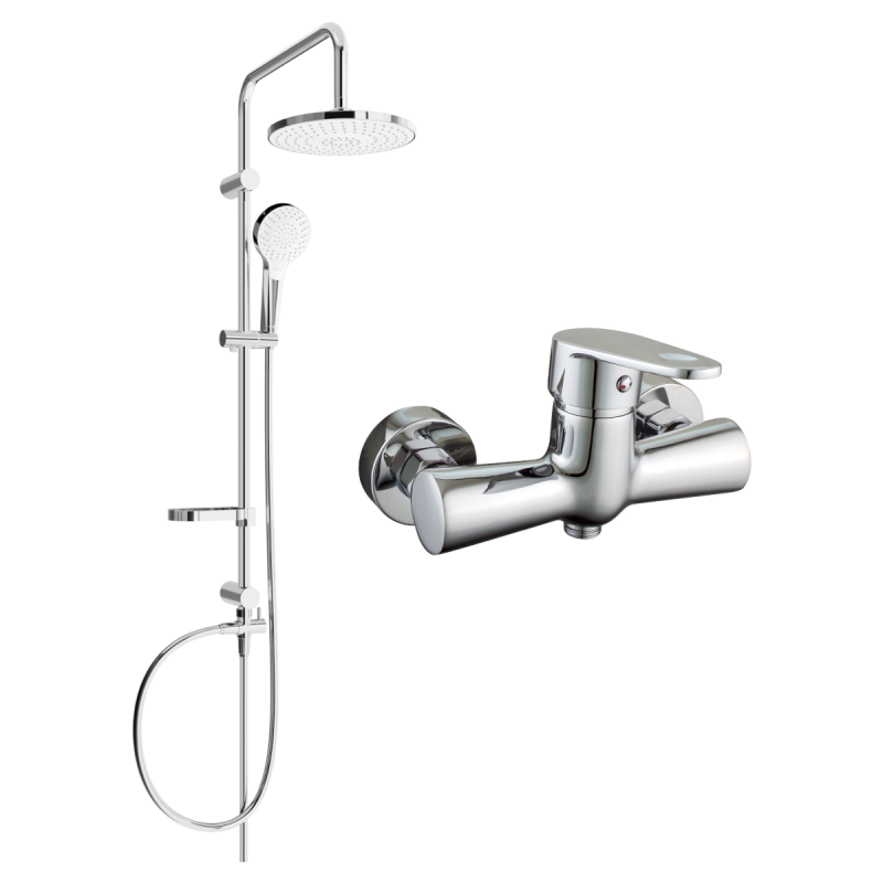 Mexen Kama Erik exposed shower set with rain shower and shower mixer, chrome - 72540205-00