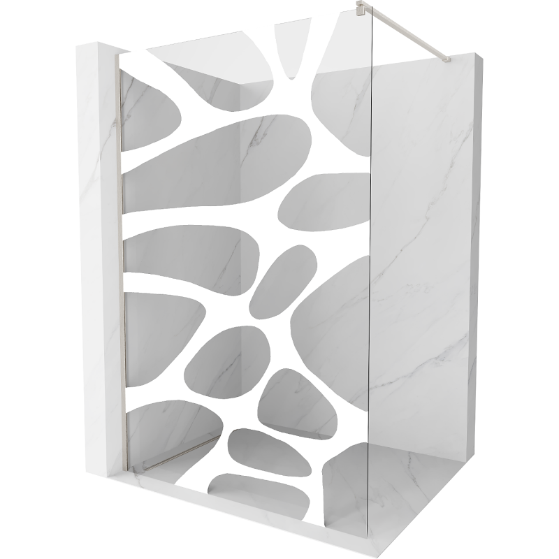 Mexen Kioto Walk-in Shower Wall 70 x 200 cm, White Pattern 8 mm, Brushed Nickel - 800-070-101-97-97