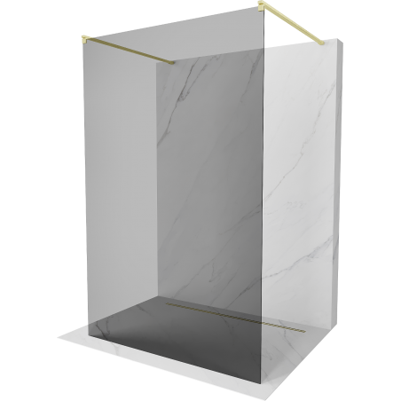 Mexen Kioto Free-Standing Shower Wall 110 x 200 cm, Graphite 8 mm, Brushed Gold - 800-110-002-55-40