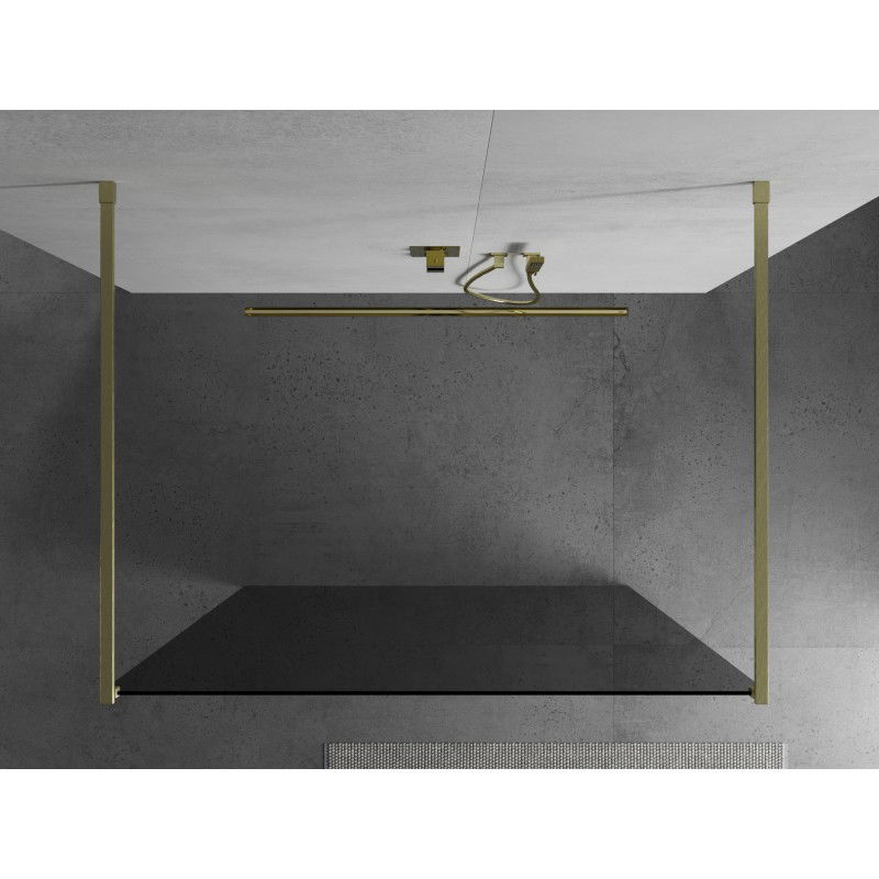 Mexen Kioto freestanding shower wall 120 x 200 cm, graphite 8 mm, brushed gold - 800-120-002-55-40