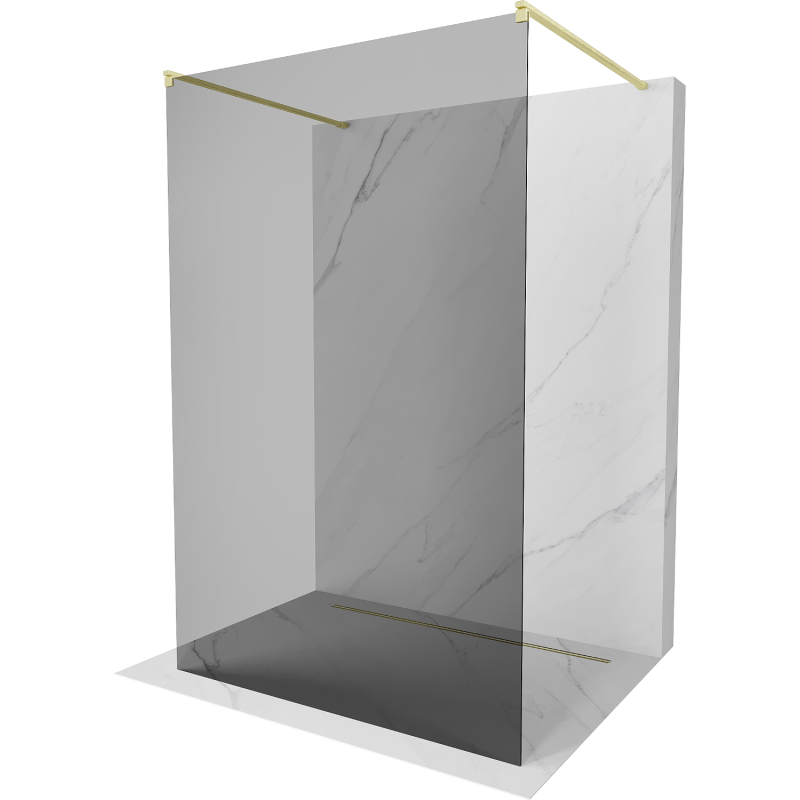 Mexen Kioto freestanding shower wall 130 x 200 cm, graphite 8 mm, brushed gold - 800-130-002-55-40