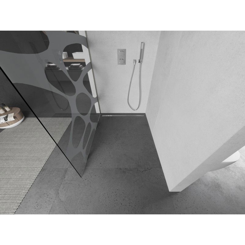 Mexen Kioto Walk-in Shower Wall 100 x 200 cm, White Wave 8 mm, Brushed Nickel - 800-100-101-97-97