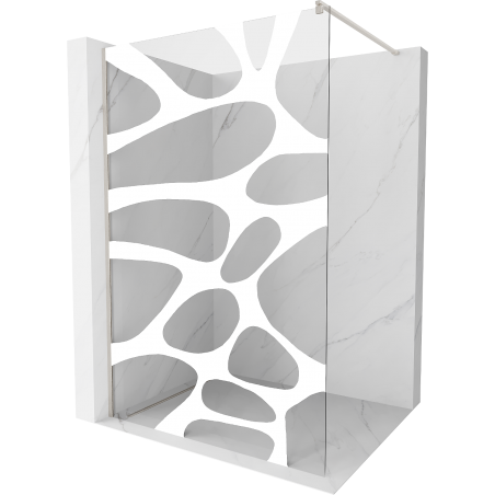 Mexen Kioto Walk-in Shower Wall 100 x 200 cm, White Pattern 8 mm, Brushed Nickel - 800-100-101-97-97