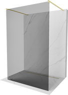 Mexen Kioto Freestanding Shower Wall 140 x 200 cm, Graphite 8 mm, Brushed Gold - 800-140-002-55-40