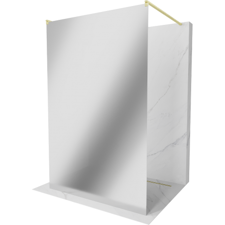 Mexen Kioto Free Standing Shower Wall 43.3 x 78.7 in, 8 mm Mirror, Brushed Gold - 800-110-002-55-50