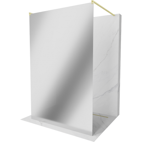 Mexen Kioto freestanding shower wall 110 x 200 cm, mirror 8 mm, brushed gold - 800-110-002-55-50