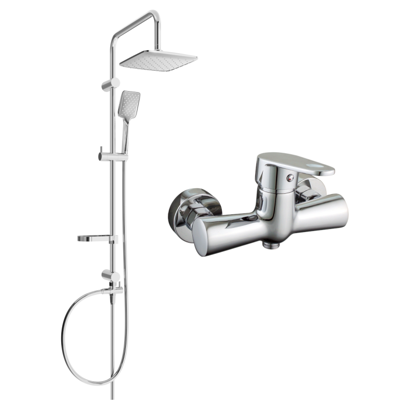 Mexen Kama Sven exposed shower set with rain showerhead and shower faucet, chrome - 72540262-00