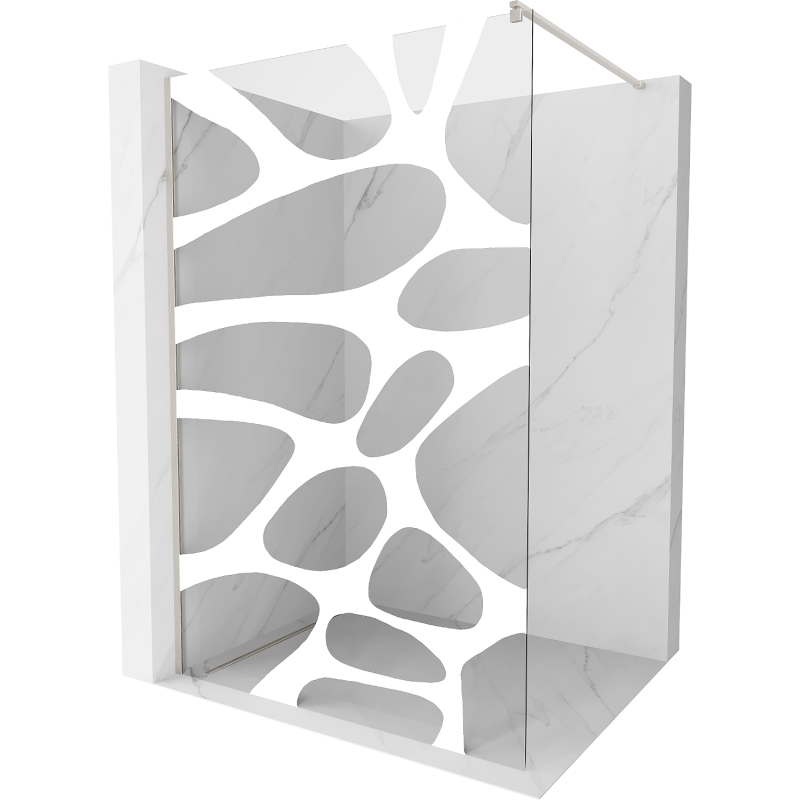 Mexen Kioto Walk-in Shower Wall 120 x 200 cm, White Pattern 8 mm, Brushed Nickel - 800-120-101-97-97