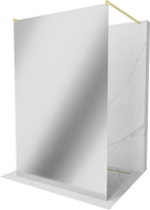 Mexen Kioto freestanding shower wall 130 x 200 cm, mirror 8 mm, brushed gold - 800-130-002-55-50