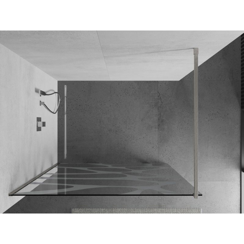 Mexen Kioto Walk-in shower panel 140 x 200 cm, white wave 8 mm, brushed nickel - 800-140-101-97-97