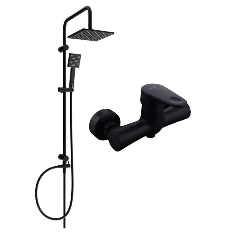 Mexen Kama Tord exposed shower set with rain showerhead and shower faucet, black - 72540200-70