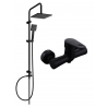 Mexen Tord exposed shower set with rain shower head and Kama shower mixer, black - 72540200-70