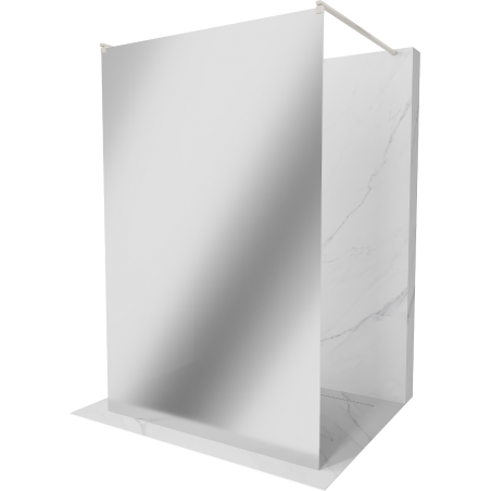 Mexen Kioto freestanding shower wall 130 x 200 cm, mirror 8 mm, brushed nickel - 800-130-002-97-50