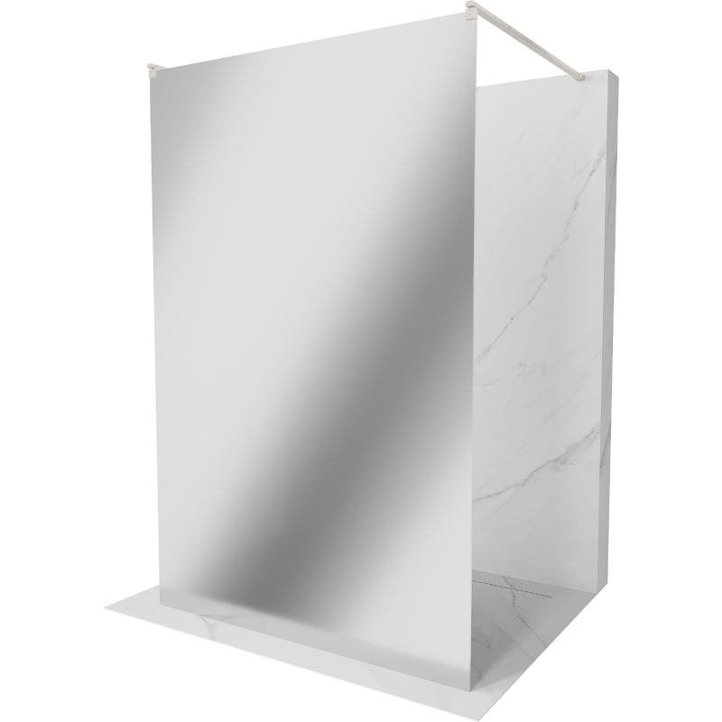 Mexen Kioto freestanding shower panel 140 x 200 cm, mirror 8 mm, brushed nickel - 800-140-002-97-50