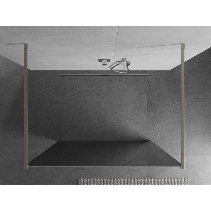 Mexen Kioto freestanding shower screen 140 x 200 cm, mirror 8 mm, brushed nickel - 800-140-002-97-50