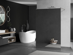 Mexen Kioto freestanding shower panel 140 x 200 cm, mirror 8 mm, brushed nickel - 800-140-002-97-50