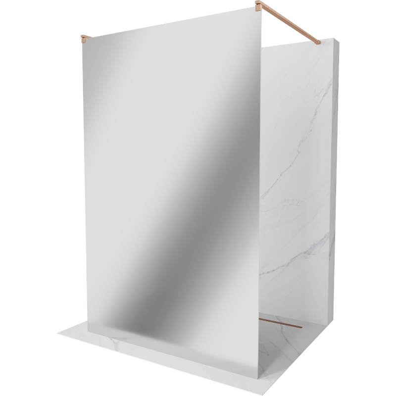 Mexen Kioto Free-standing Shower Wall 100 x 200 cm, 8 mm Mirror, Brushed Copper - 800-100-002-65-50