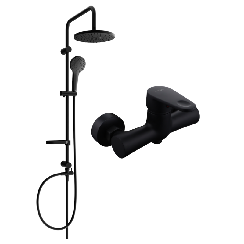 Mexen Erik surface-mounted shower set with a rainmaker and mixer tap Kama, Black - 72540205-70