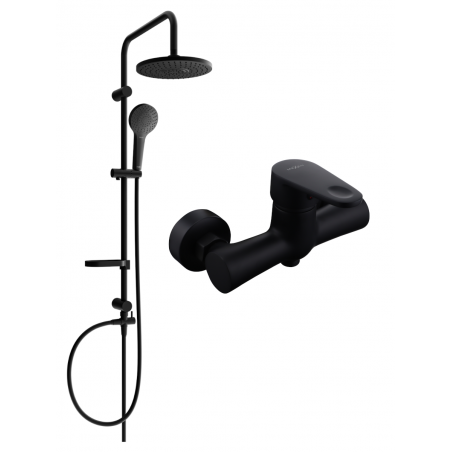 Mexen Erik exposed shower set with rain shower and Kama shower faucet, black - 72540205-70