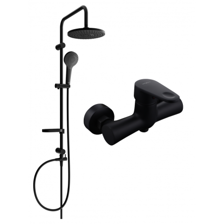 Mexen Kama Erik surface-mounted shower set with rain shower head and shower faucet, black - 72540205-70