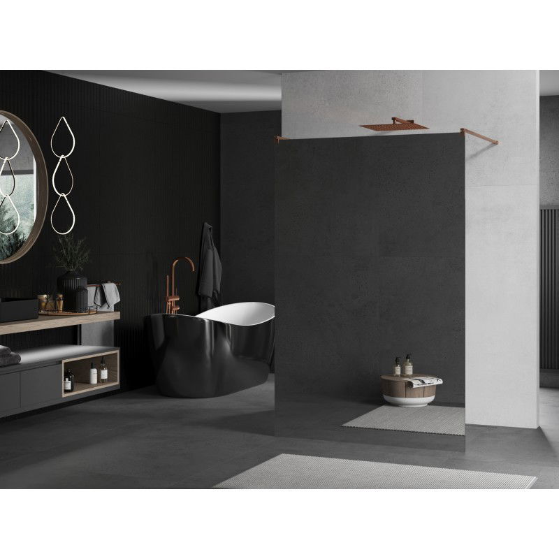 Mexen Kioto freestanding shower wall 110 x 200 cm, mirror 8 mm, brushed copper - 800-110-002-65-50