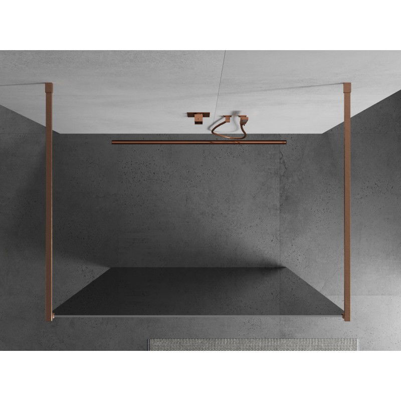 Mexen Kioto Freestanding Shower Wall 120 x 200 cm, Mirror 8 mm, Brushed Copper - 800-120-002-65-50